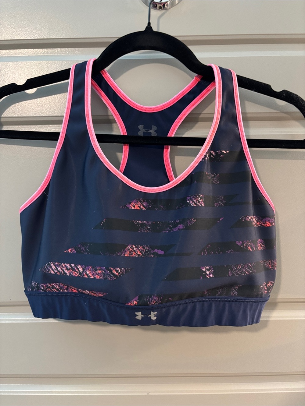 Under Armour Navy and Pink Racerback Sports Bra